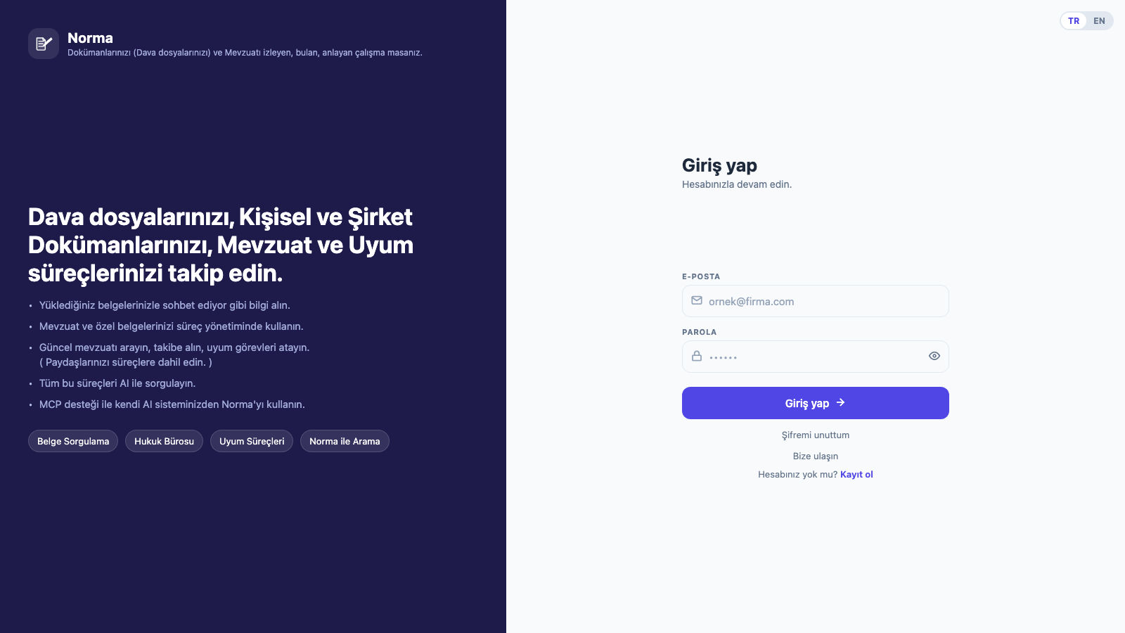 Open the Norma workspace — sign-in screen